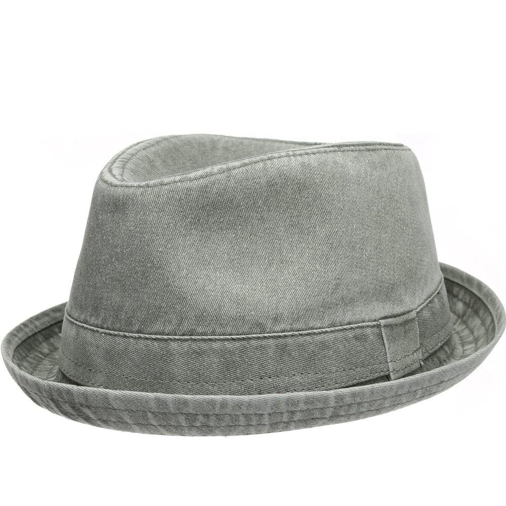 8296 Casual Vintage Style Washed Cotton Fedora Hat US Alpha Small